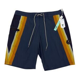 Vissla Recline Board Shorts Men’s 38 Dark Denim Blue Stripe 20” Swim NWT